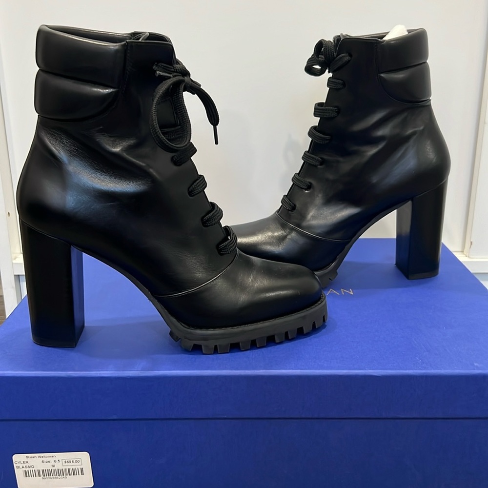 Stuart Weitzman heeled combat boots